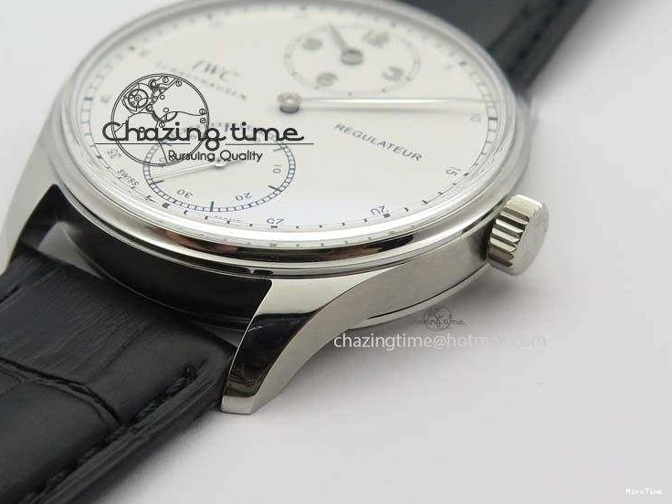 MIROTIME 1223 Effortless Portuguese IW544404 SS White Dial On Black Leather Strap A 7257